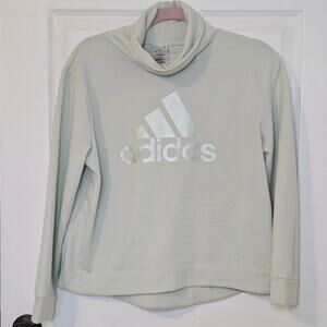 adidas Youth XL/16 Mock Neck FT Pullover Reflective Logo Sweatshirt Sage